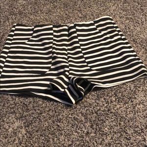 Black and white striped shorts